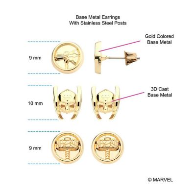 Marvel Thor: Love and Thunder 3-Piece Stud Earring Set Image 2
