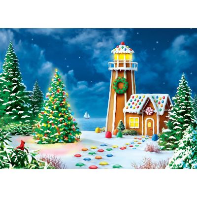 MasterPieces 500 Piece Glitter Christmas Puzzle Gingerbread Lighthouse Image 2