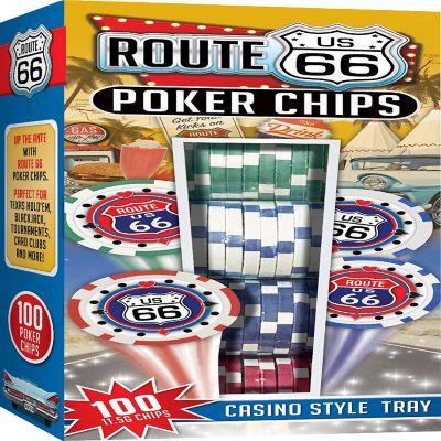 MasterPieces Casino Style 100 Piece Poker Chip Set - Route 66 Image 1