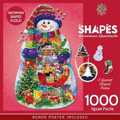 MasterPieces Contours - Snowman Spectacle Shaped 1000 Piece puzzle Image 1