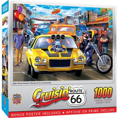 MasterPieces Cruising' Route 66 - Main Street Muscle 1000 Piece Puzzle Image 1