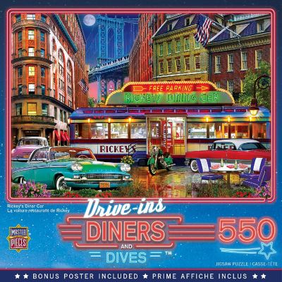 MasterPieces Drive-Ins, Diners & Dives - Rickey's Diner Car 550 Piece Puzzle Image 1