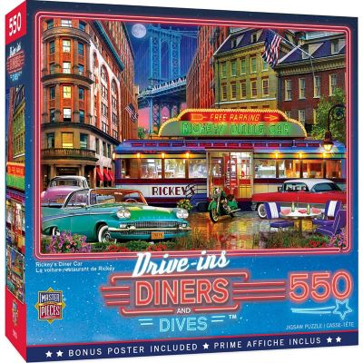 MasterPieces Drive-Ins, Diners & Dives - Rickey's Diner Car 550 Piece Puzzle Image 1