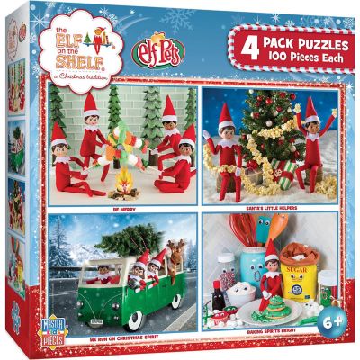 MasterPieces Elf on the Shelf 4-Pack 100 Piece Jigsaw Puzzles Image 1