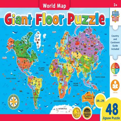 MasterPieces Explorer - World Map 48 Piece Floor Jigsaw Puzzle Image 1