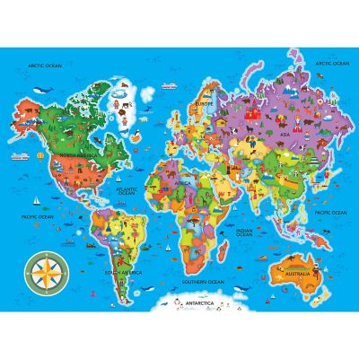 MasterPieces Explorer - World Map 48 Piece Floor Jigsaw Puzzle Image 2