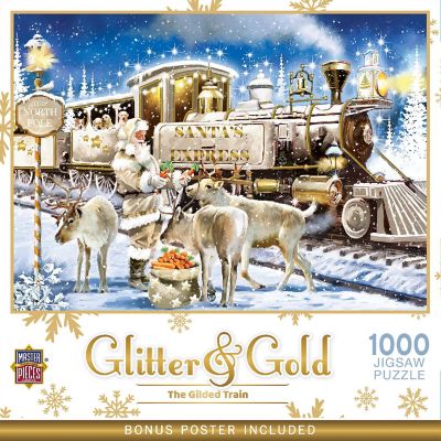 MasterPieces Glitter &amp; Gold - The Guilded Train 1000 Piece Puzzle Image 1