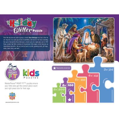 MasterPieces Holiday Glitter - Christ is Born 100 Piece Jigsaw Puzzle Image 3