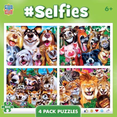 MasterPieces Kids Puzzle Set - Selfies 4-Pack 100 Piece Jigsaw Puzzles Image 1