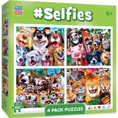 MasterPieces Kids Puzzle Set - Selfies 4-Pack 100 Piece Jigsaw Puzzles Image 1