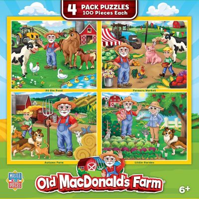 MasterPieces Old MacDonald's Farm 4-Pack 100 Piece Jigsaw Puzzles Image 1
