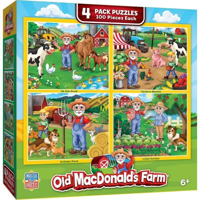 MasterPieces Old MacDonald's Farm 4-Pack 100 Piece Jigsaw Puzzles Image 1