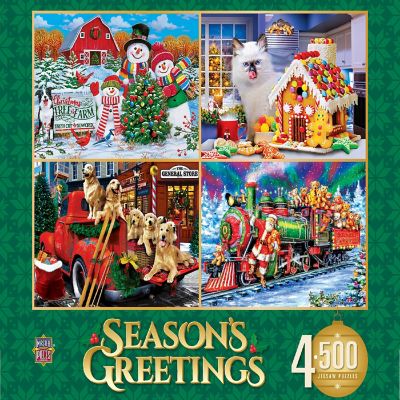 MasterPieces Season's Greetings - 500 Piece Jigsaw Puzzles 4-Pack Image 1
