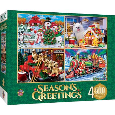 MasterPieces Season's Greetings - 500 Piece Jigsaw Puzzles 4-Pack Image 1
