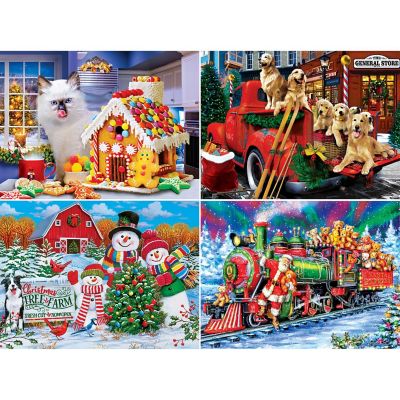 MasterPieces Season's Greetings - 500 Piece Jigsaw Puzzles 4-Pack Image 2
