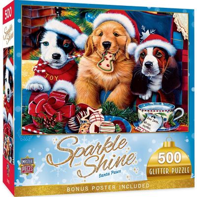 MasterPieces Sparkle & Shine - Santa Paws 500 Piece Glitter Puzzle Image 1