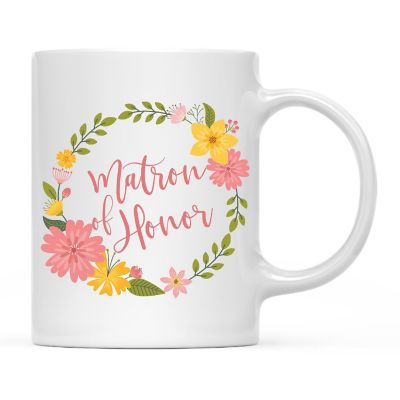 Matron Honor Floral Wreath Ceramic Mug Image 2