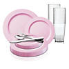 Matte Pink Round Disposable Plastic Dinnerware Value Set (20 Settings) Image 1