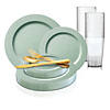 Matte Turquoise Round Disposable Plastic Dinnerware Value Set (20 Settings) Image 1