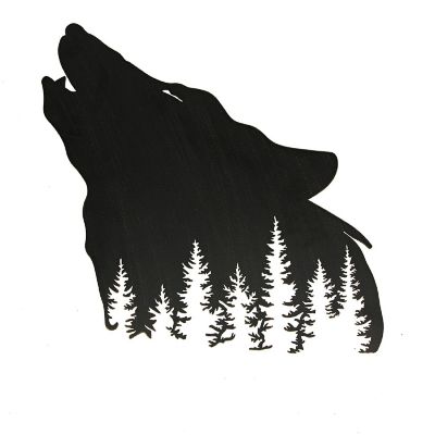 Mayrich Black Wolf Laser Cut Metal Wall Art Hanging Forest Room Decor Lodge Decoration Image 1