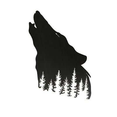 Mayrich Black Wolf Laser Cut Metal Wall Art Hanging Forest Room Decor Lodge Decoration Image 1