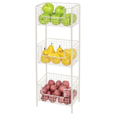mDesign Steel Freestanding 3-Tier Kitchen Organizer Tower with Baskets ...