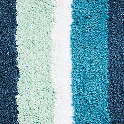 mDesign Striped Microfiber Polyester Rug, Non-Slip Spa Mat/Runner - Teal Blue Image 2