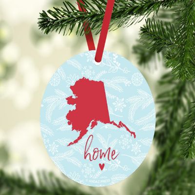 MDF Ornament Alaska Home Winter Blue/Red Image 1