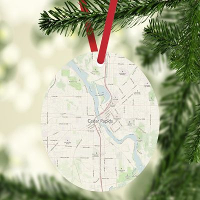 MDF Ornament Cedar Rapids Iowa Map Image 1