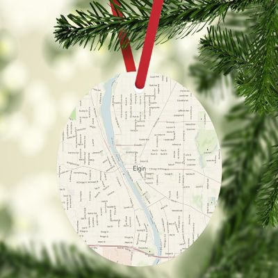 MDF Ornament Elgin Illinois Map Image 1
