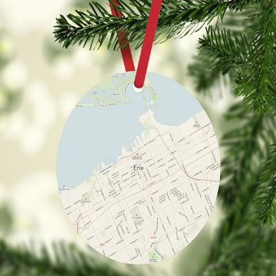MDF Ornament Erie Pennsylvania Map Image 1