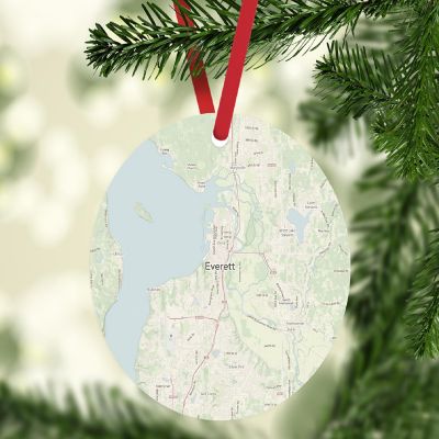 MDF Ornament Everett Washington Map Image 1