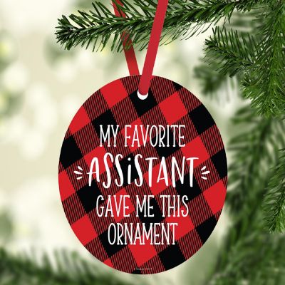 MDF Ornament Fav Assistant - Red Plaid Image 1