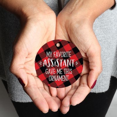 MDF Ornament Fav Assistant - Red Plaid Image 1