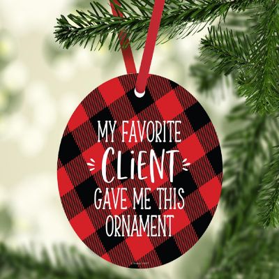 MDF Ornament Fav Client - Red Plaid Image 1