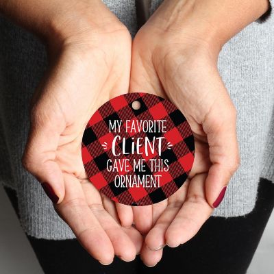MDF Ornament Fav Client - Red Plaid Image 1
