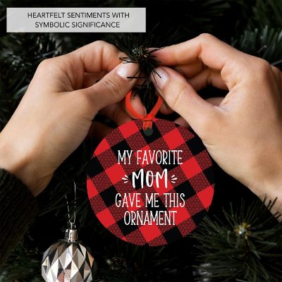 MDF Ornament Fav Mom - Red Plaid Image 1