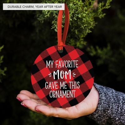 MDF Ornament Fav Mom - Red Plaid Image 2