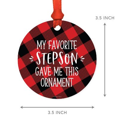 MDF Ornament Fav Step-Parent - Red Plaid Image 3