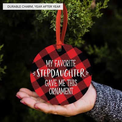 MDF Ornament Fav Stepdaughter - Red Plaid Image 2