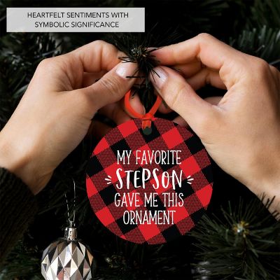 MDF Ornament Fav Stepson - Red Plaid Image 1
