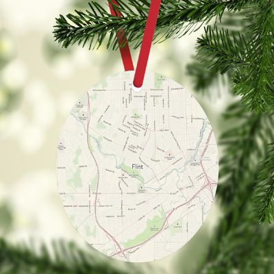 MDF Ornament Flint Michigan Map Image 1