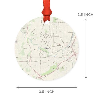 MDF Ornament Flint Michigan Map Image 2