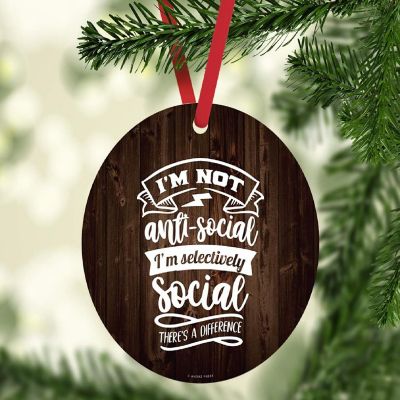 MDF Ornament I'm Selectively Social Image 1