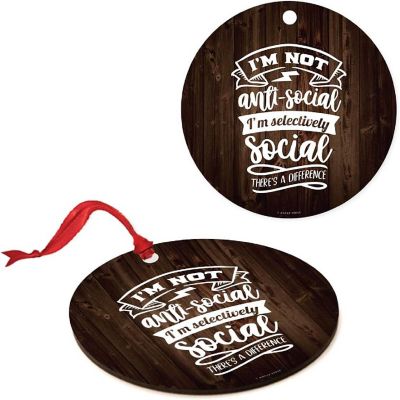 MDF Ornament I'm Selectively Social Image 3