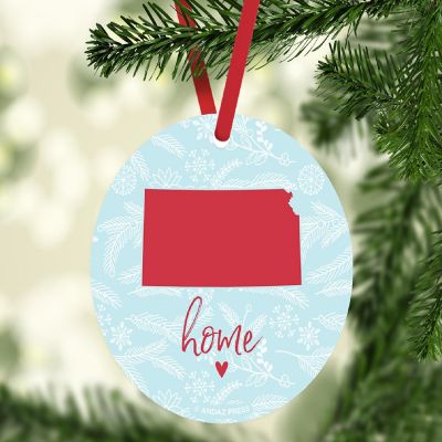 MDF Ornament Kansas Home Winter Blue/Red Image 1