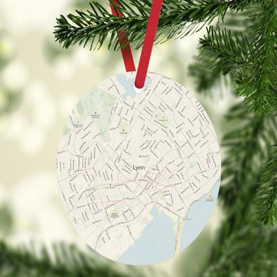 MDF Ornament Lynn Massachusetts Map Image 1