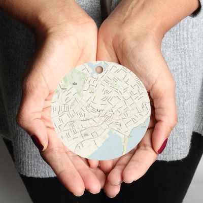 MDF Ornament Lynn Massachusetts Map Image 1