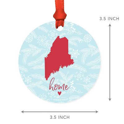 MDF Ornament Maine Home Winter Blue/Red Image 1