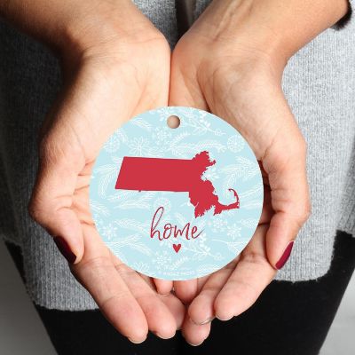 MDF Ornament Massachusetts Home Blue/Red Image 1